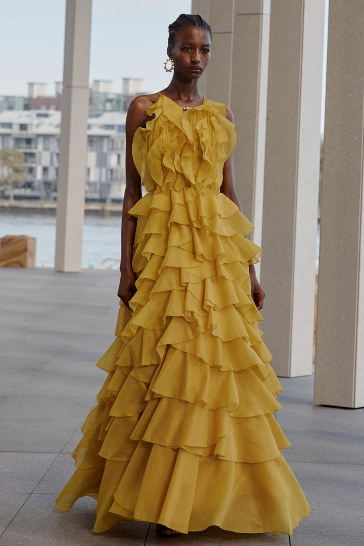 Ruffle Solid Slip Maxi Dress