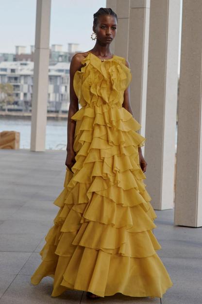 Ruffle Solid Slip Maxi Dress