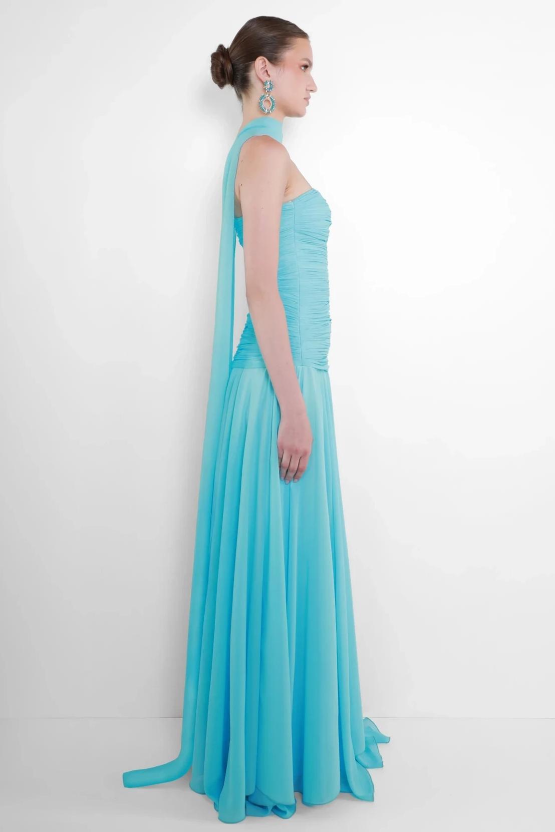 Gathering Solid Sleeveless Maxi Dress