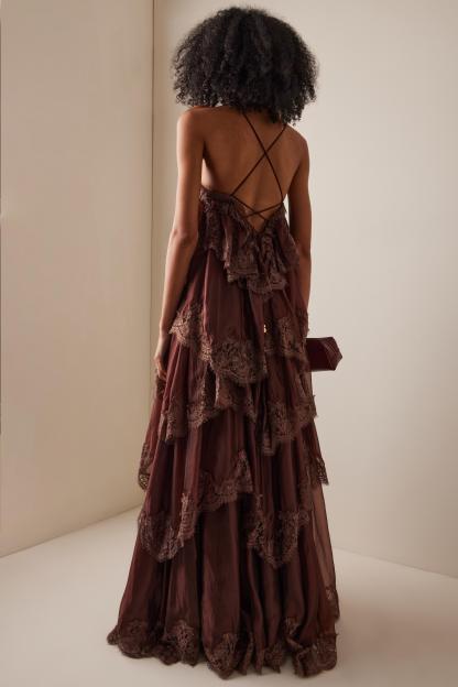 Lace Ruffle Slip Maxi Dress