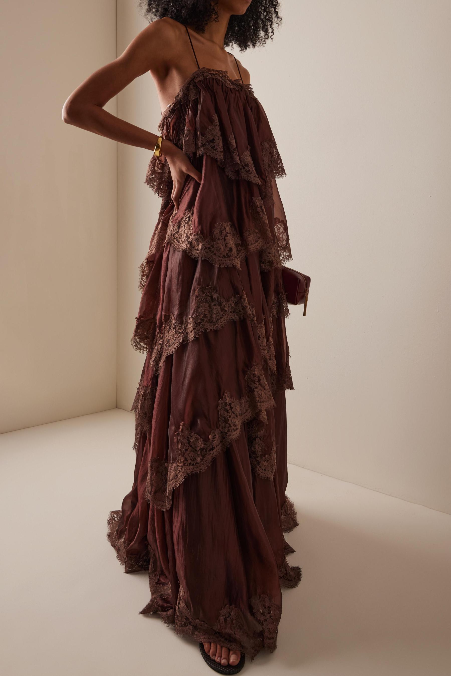 Lace Ruffle Slip Maxi Dress