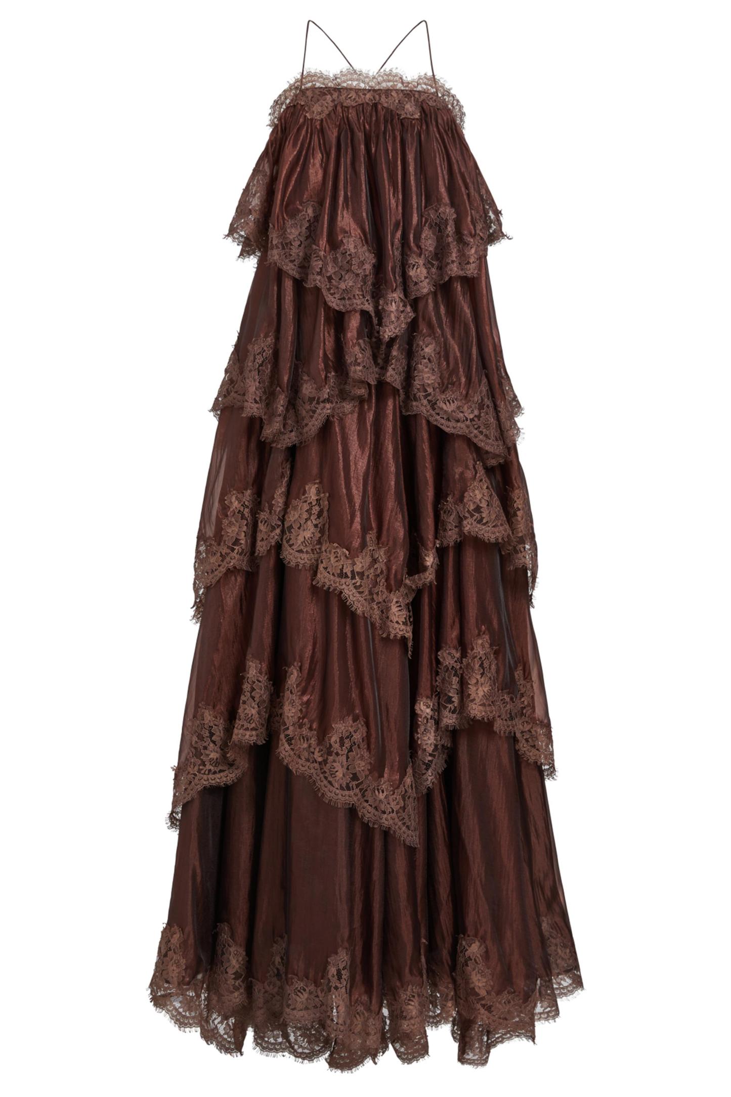 Lace Ruffle Slip Maxi Dress