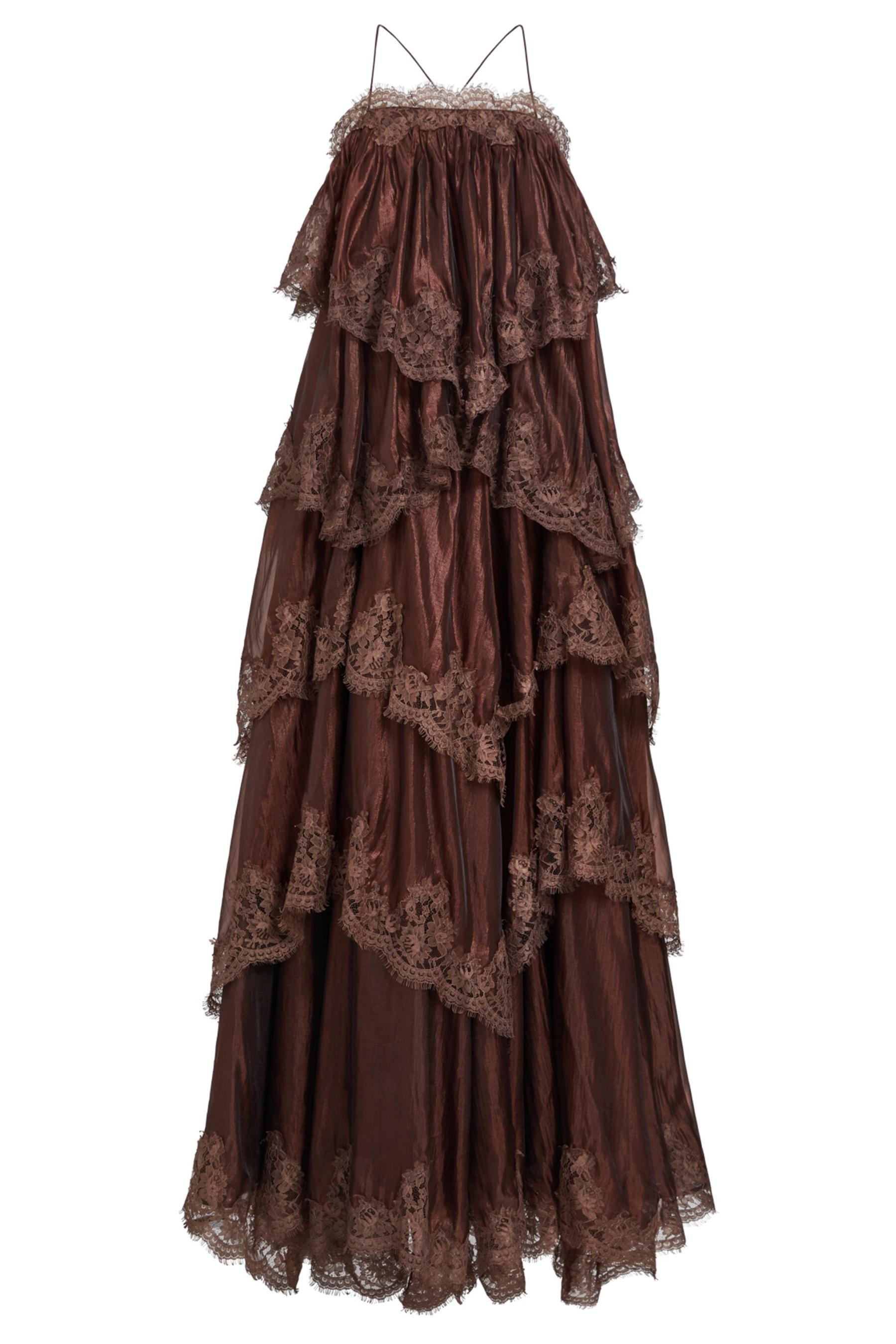 Lace Ruffle Slip Maxi Dress