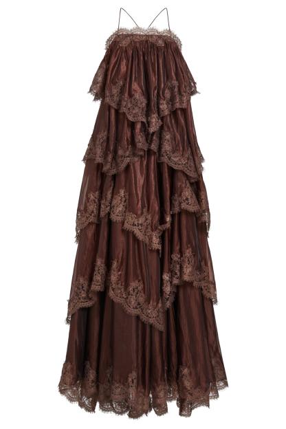 Lace Ruffle Slip Maxi Dress