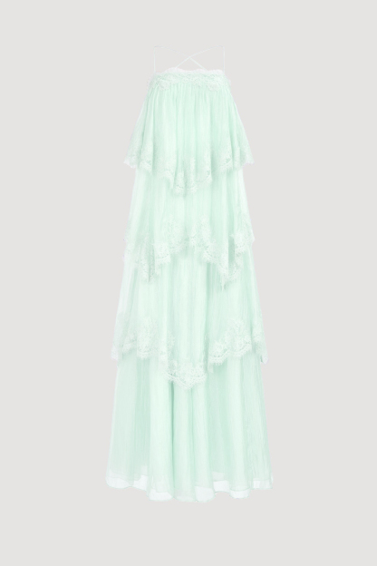 Lace Ruffle Slip Maxi Dress
