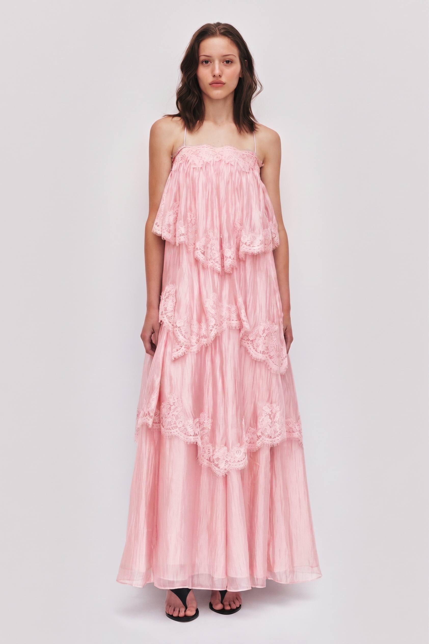 Lace Ruffle Slip Maxi Dress