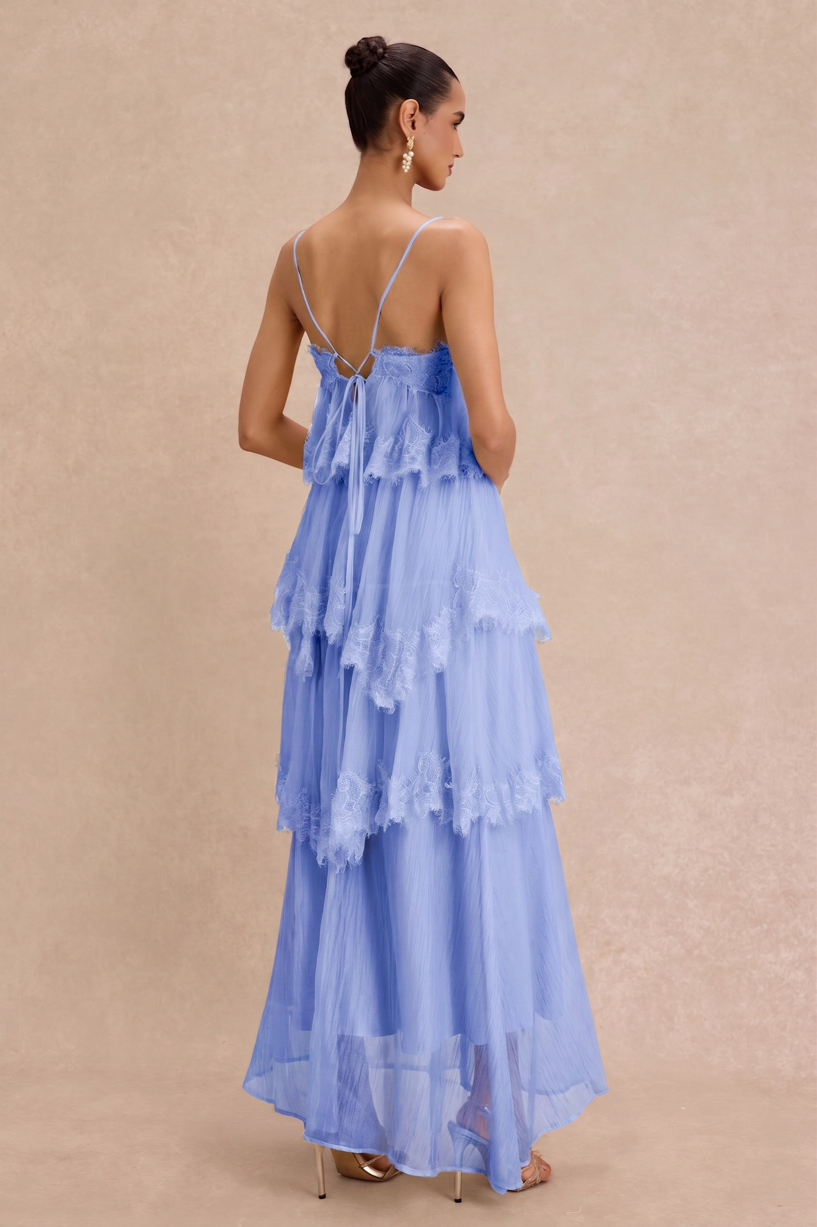 Lace Ruffle Slip Maxi Dress