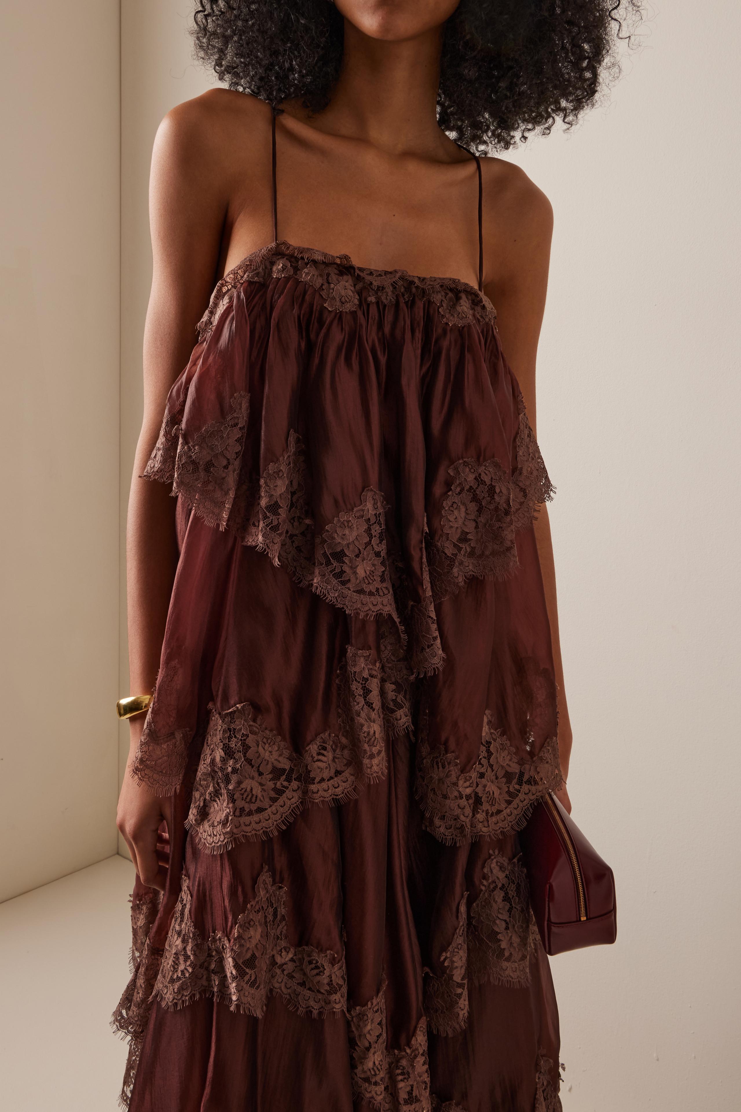 Lace Ruffle Slip Maxi Dress
