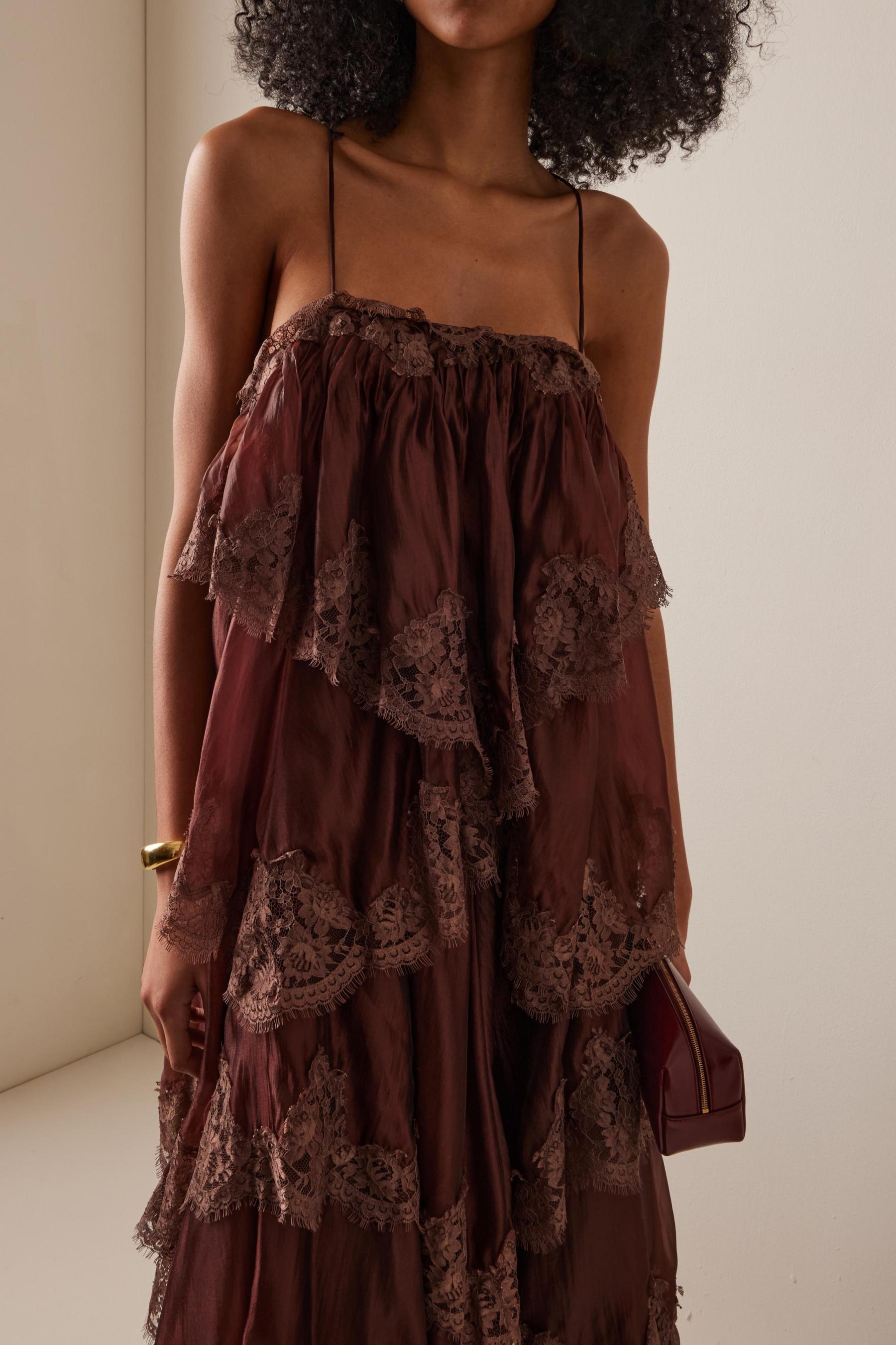 Lace Ruffle Slip Maxi Dress