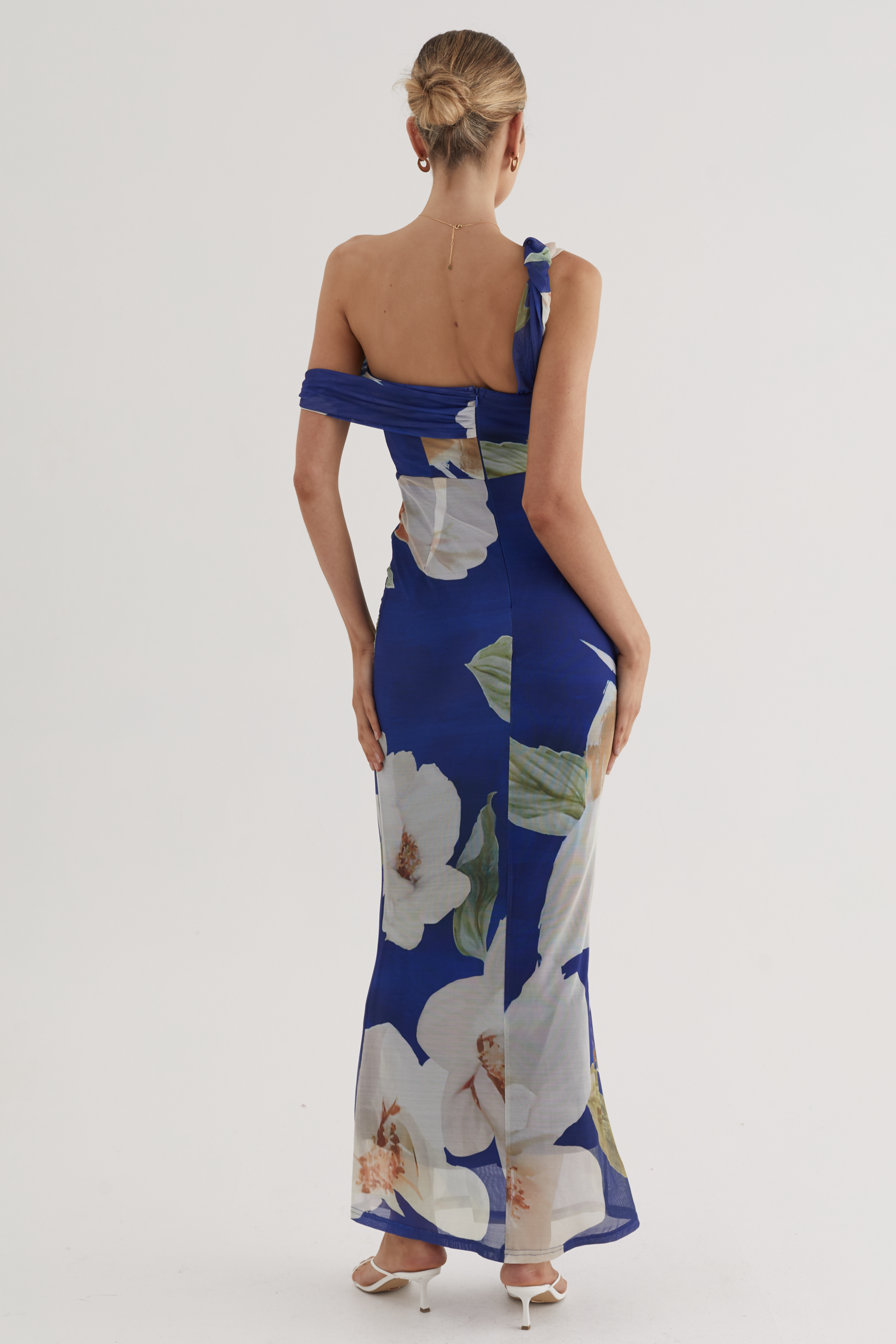 Floral Asymmetrical Gathering Maxi Dress