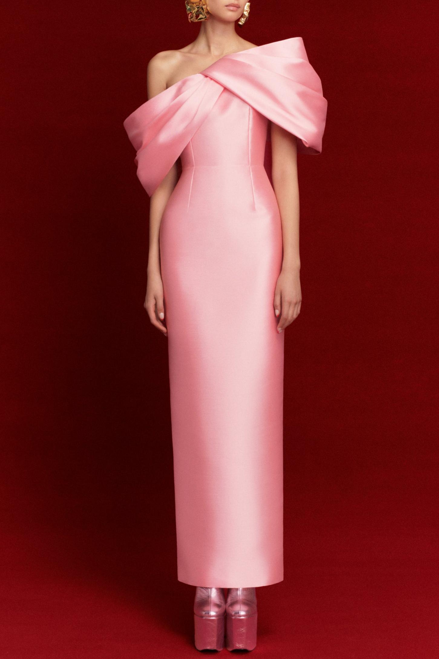 Satin Ruched Off Shoulder Midi Dress