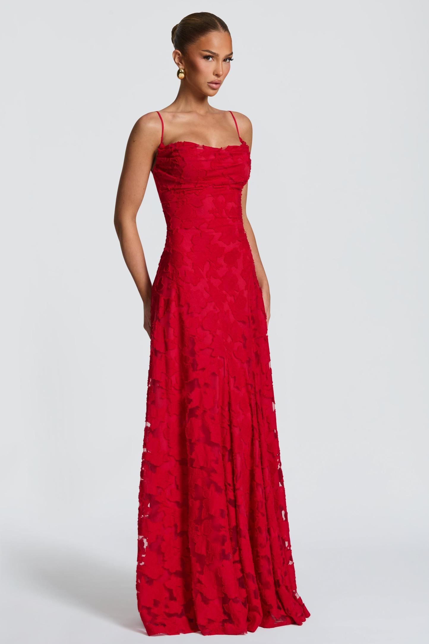 Burn-Out Tie-Up Slip Maxi Dress