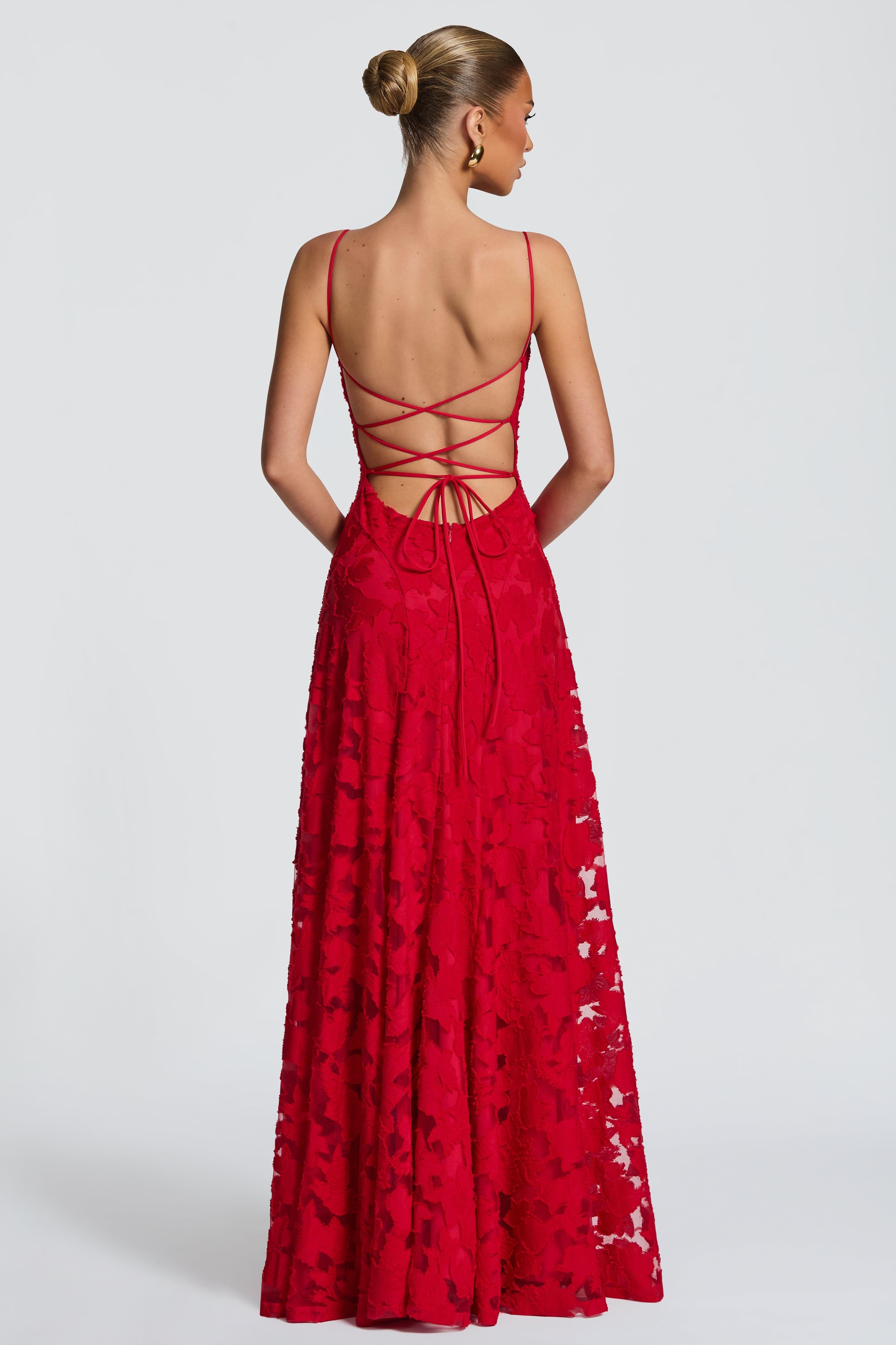 Burn-Out Tie-Up Slip Maxi Dress