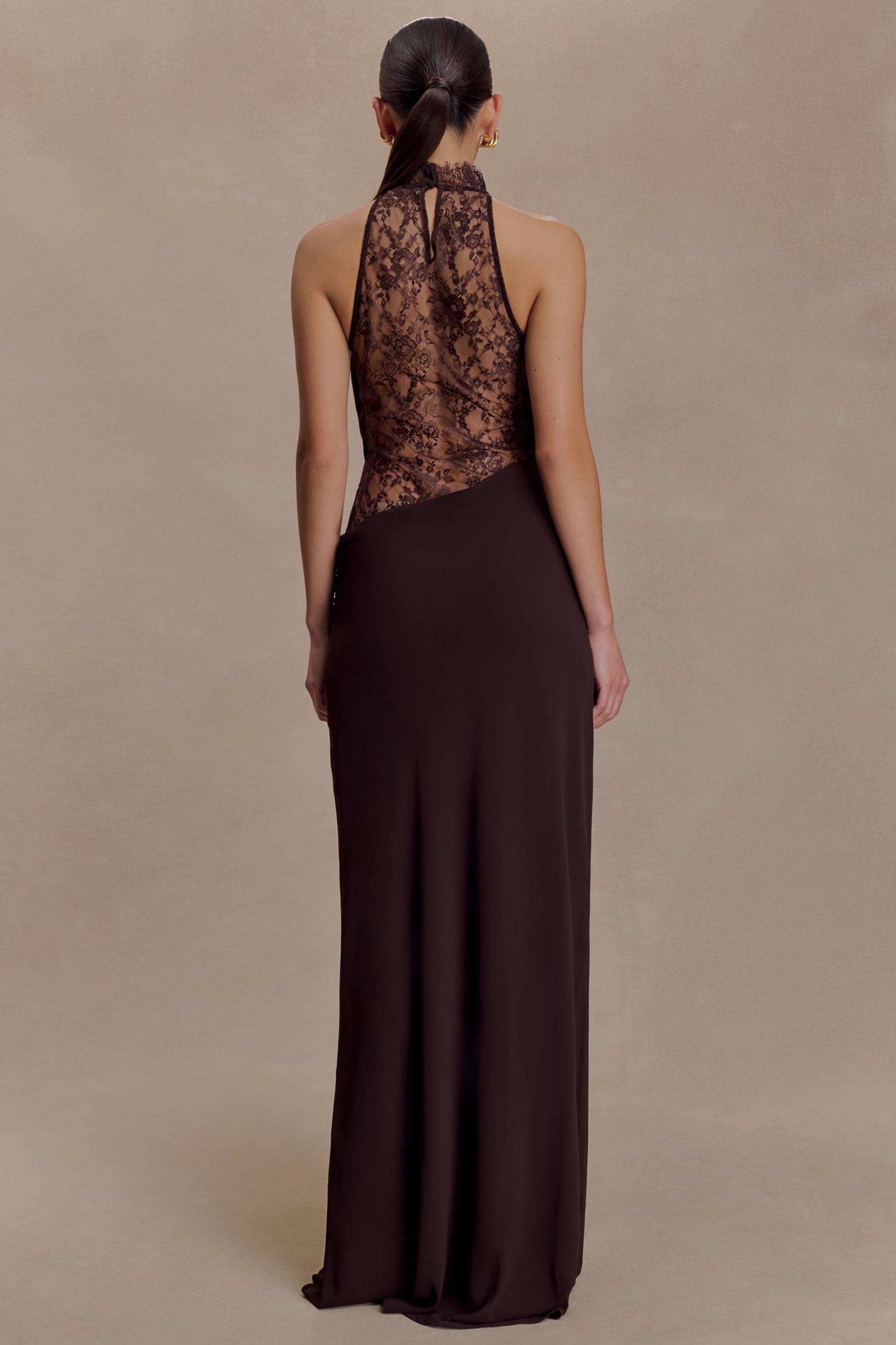 Lace Splicing Jersey See-Through Maxi Dress