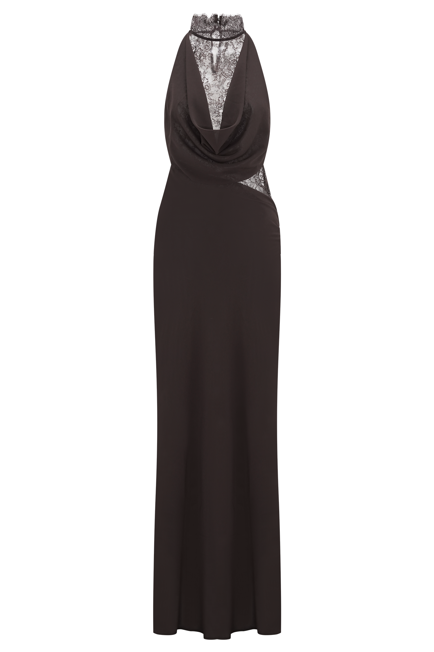 Lace Splicing Jersey See-Through Maxi Dress
