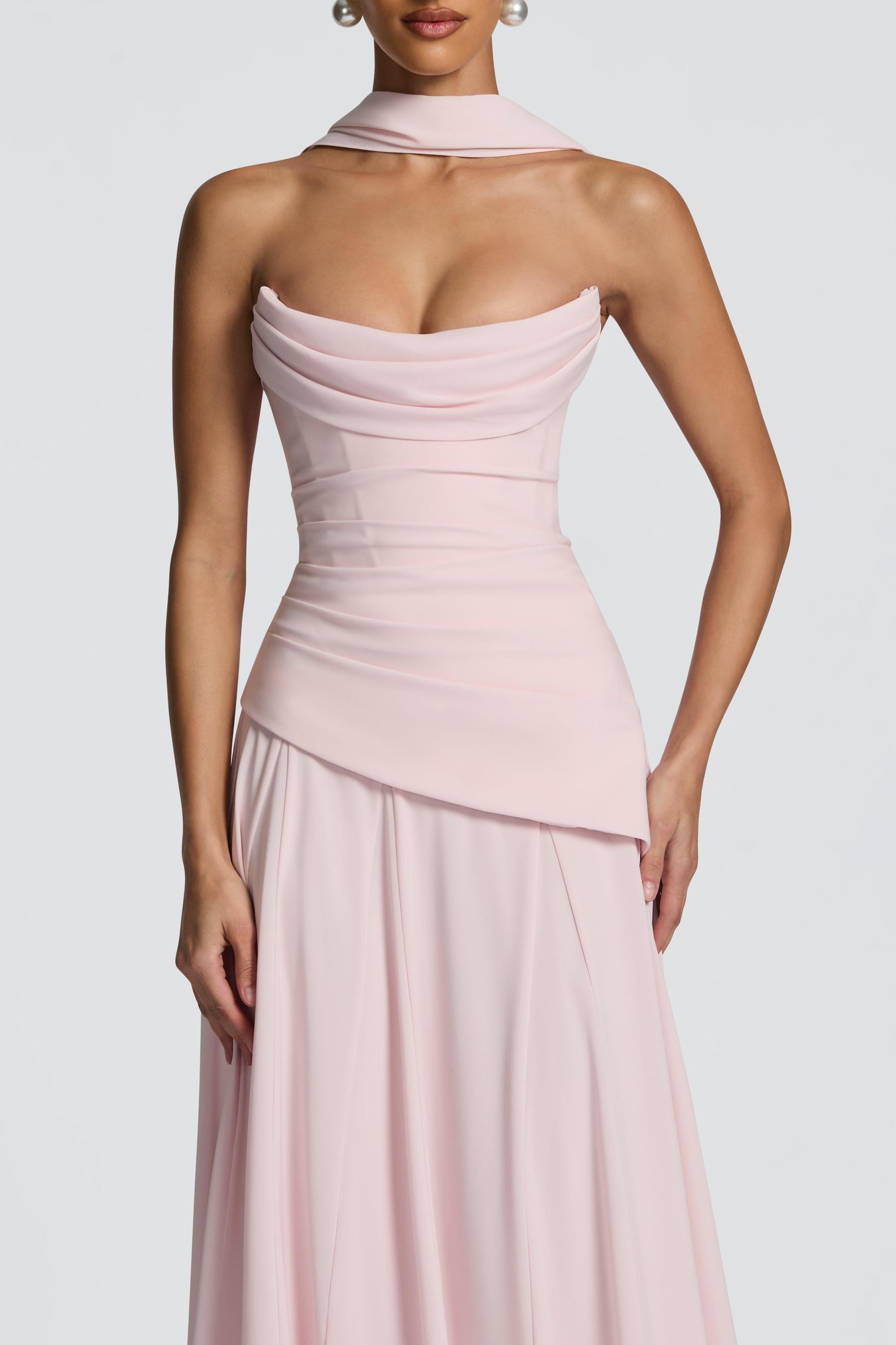 Solid Off-Shoulder Tie-Up Maxi Dress