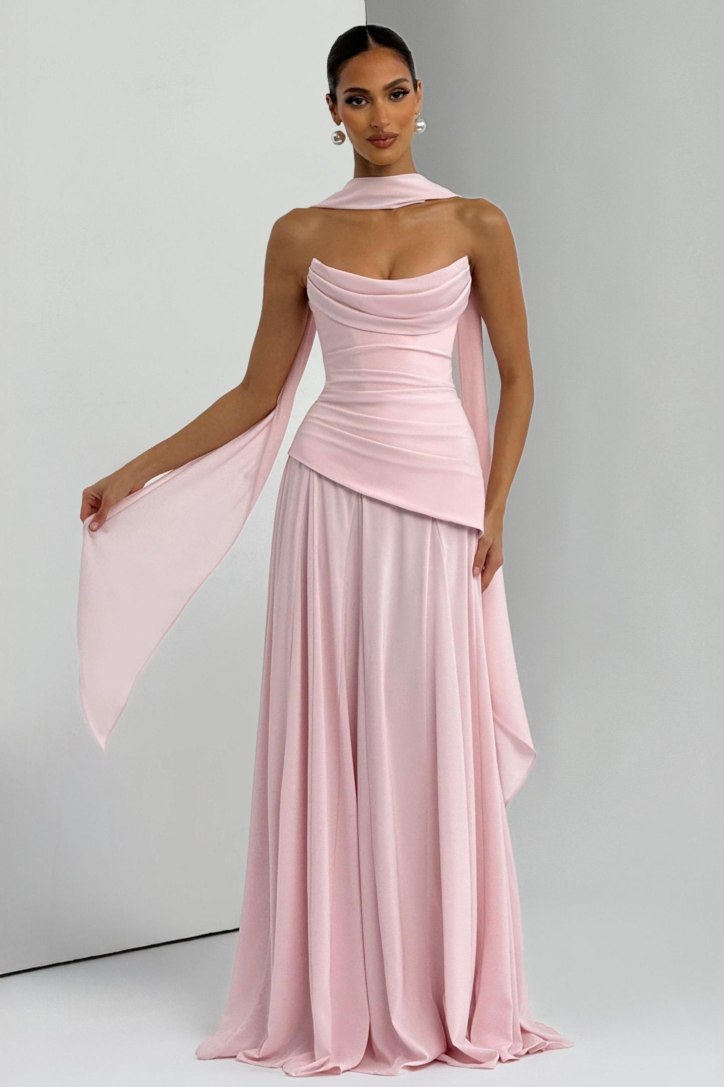 Solid Off-Shoulder Tie-Up Maxi Dress