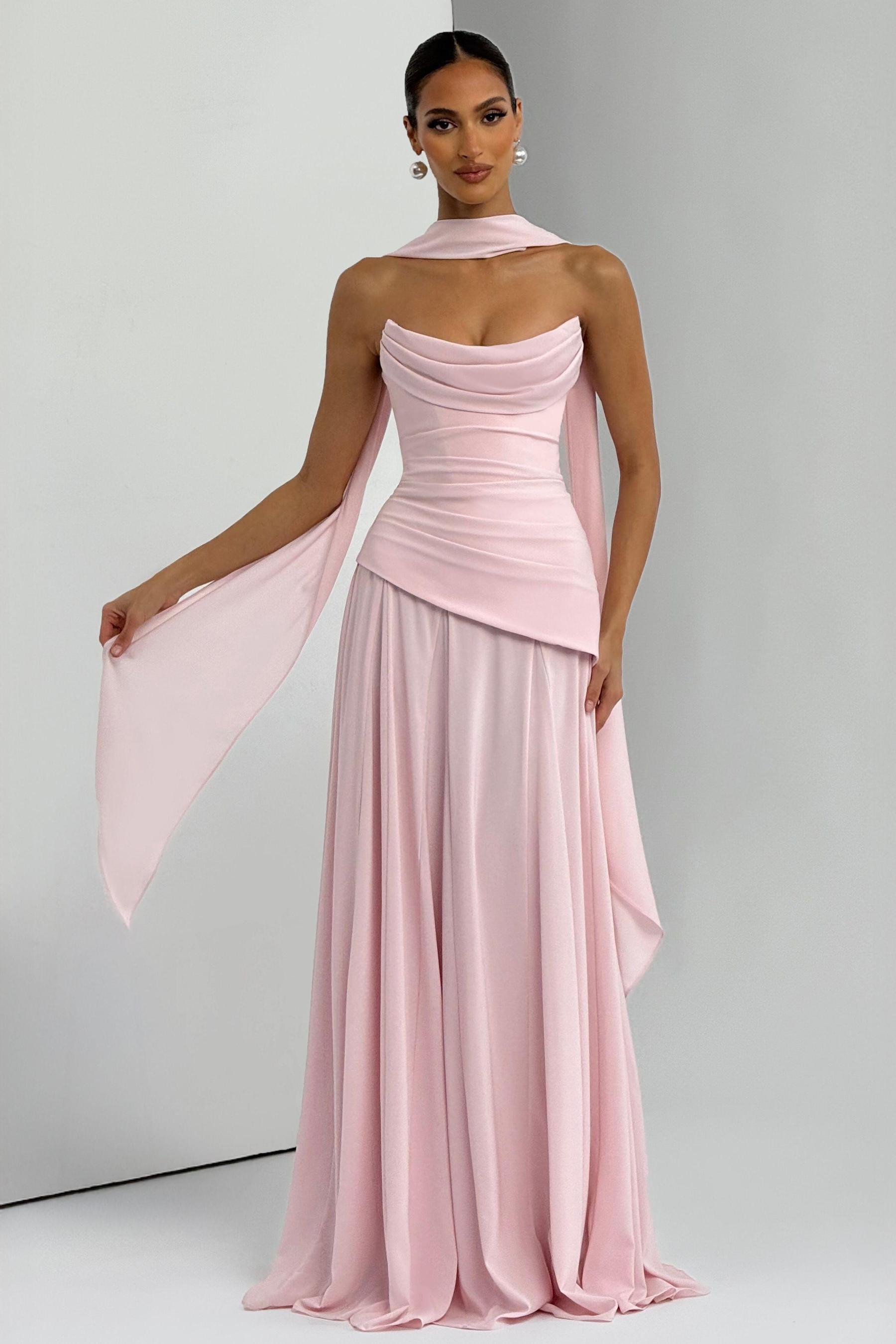 Solid Off-Shoulder Tie-Up Maxi Dress