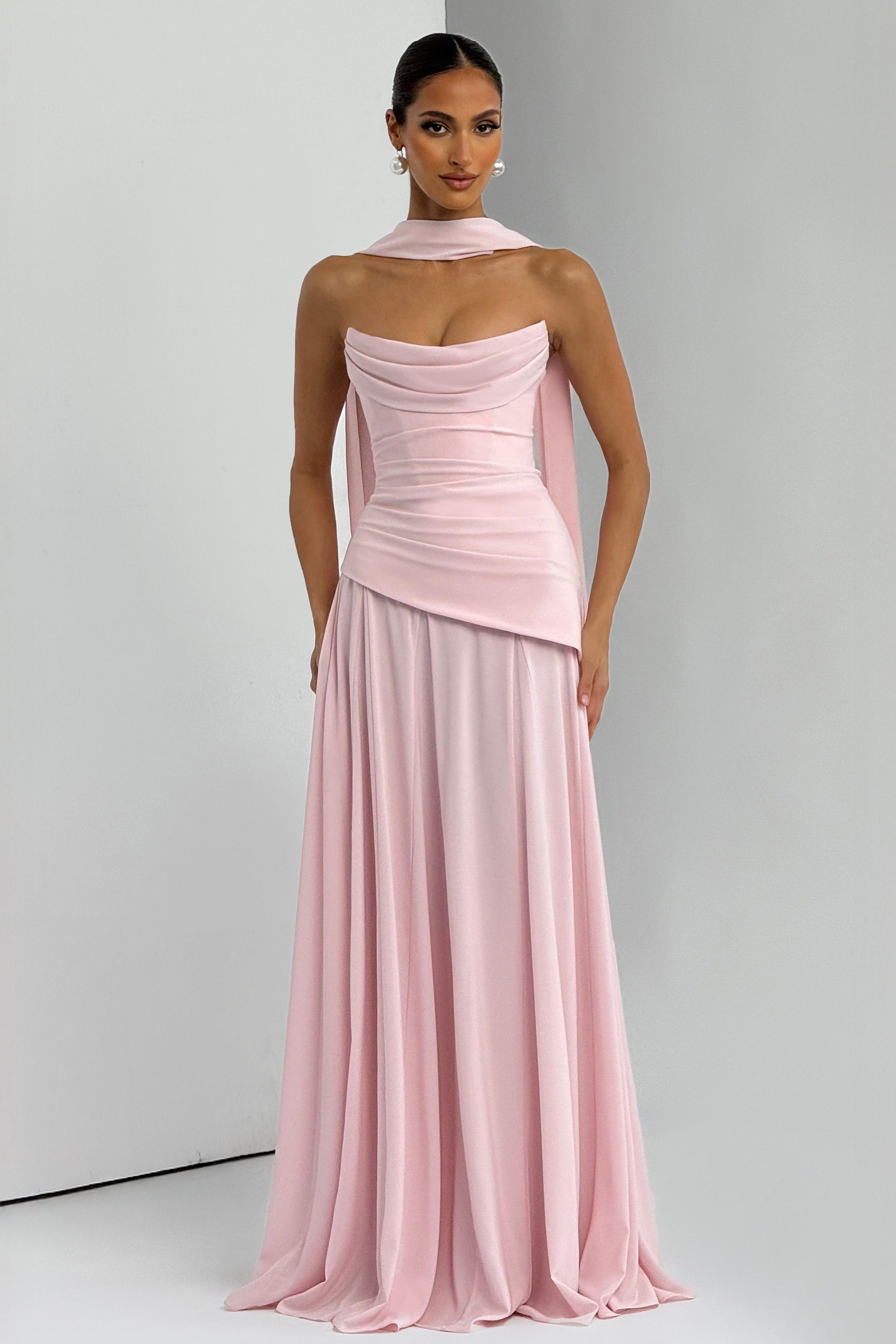 Solid Off-Shoulder Tie-Up Maxi Dress  JardinVue