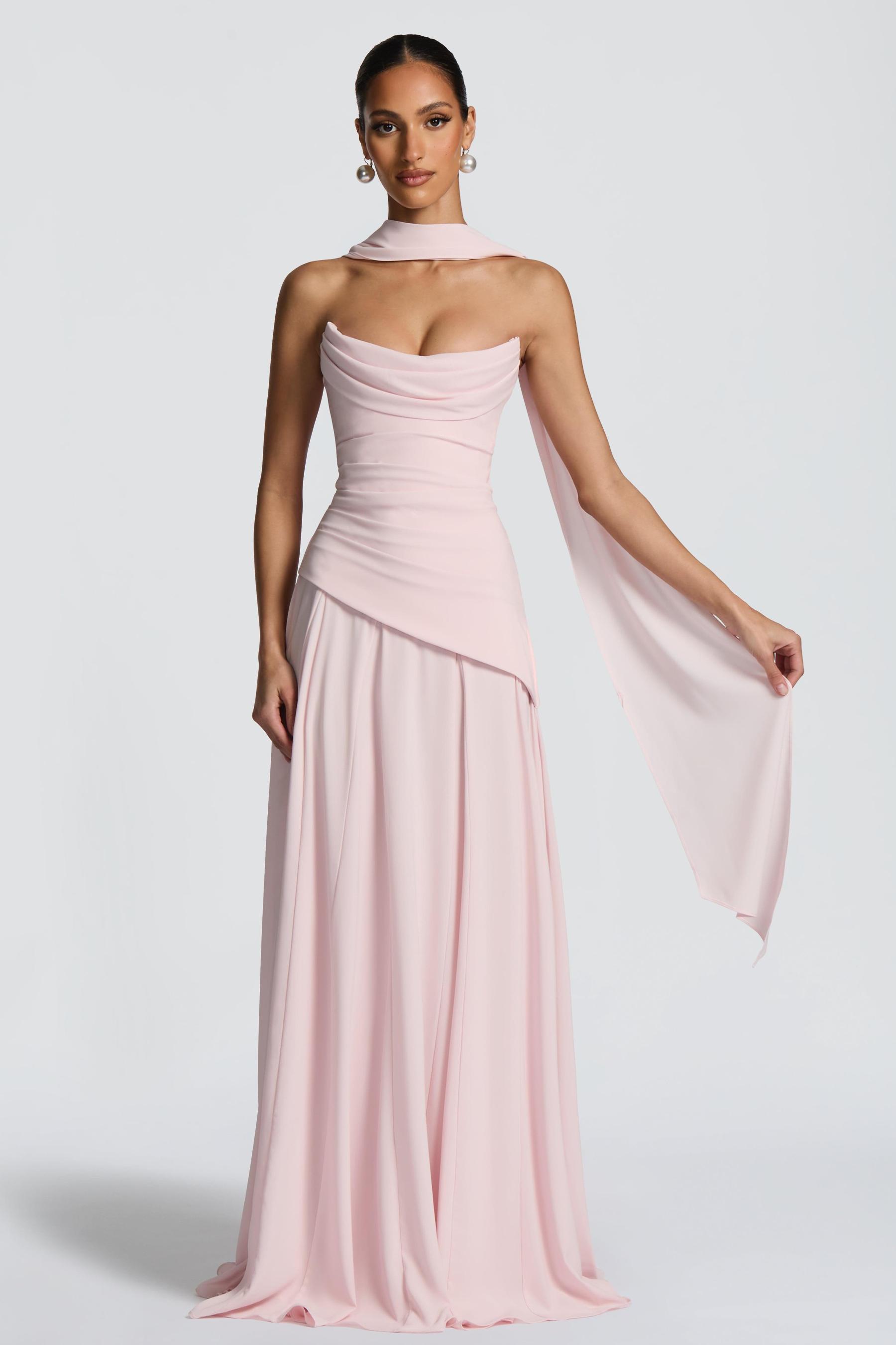 Solid Off-Shoulder Tie-Up Maxi Dress