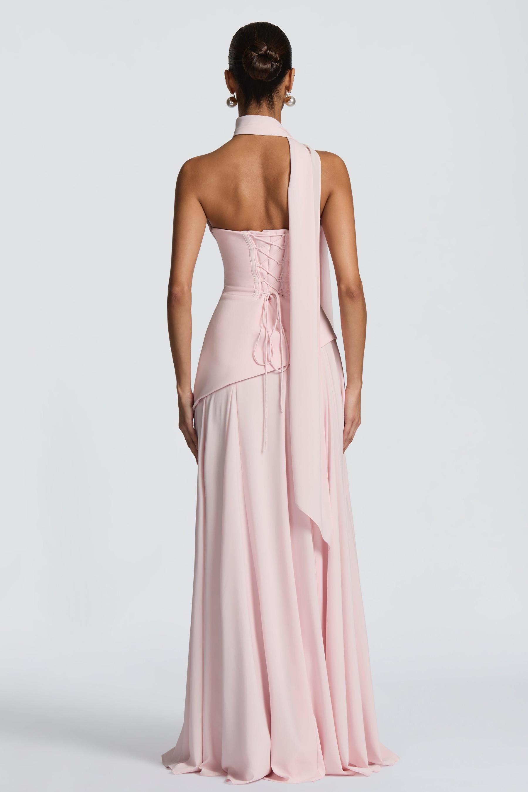 Solid Off-Shoulder Tie-Up Maxi Dress