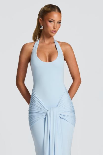 Jersey Halter Neck Tie-Up Maxi Dress