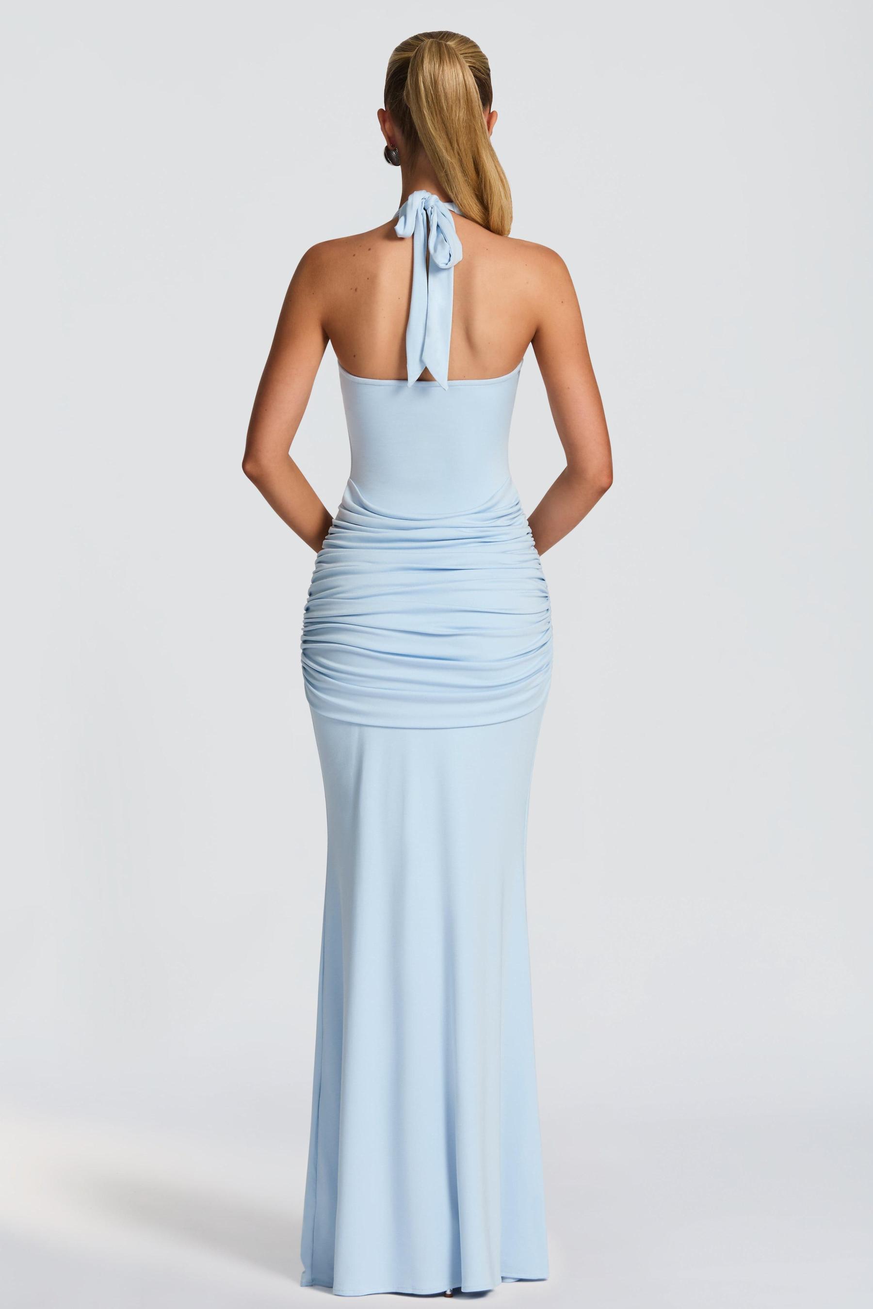 Jersey Halter Neck Tie-Up Maxi Dress