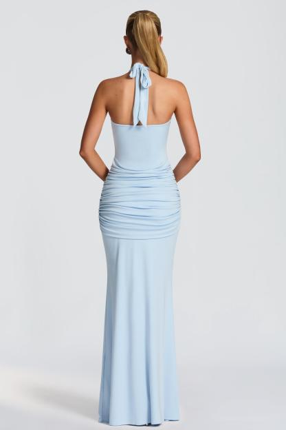 Jersey Halter Neck Tie-Up Maxi Dress