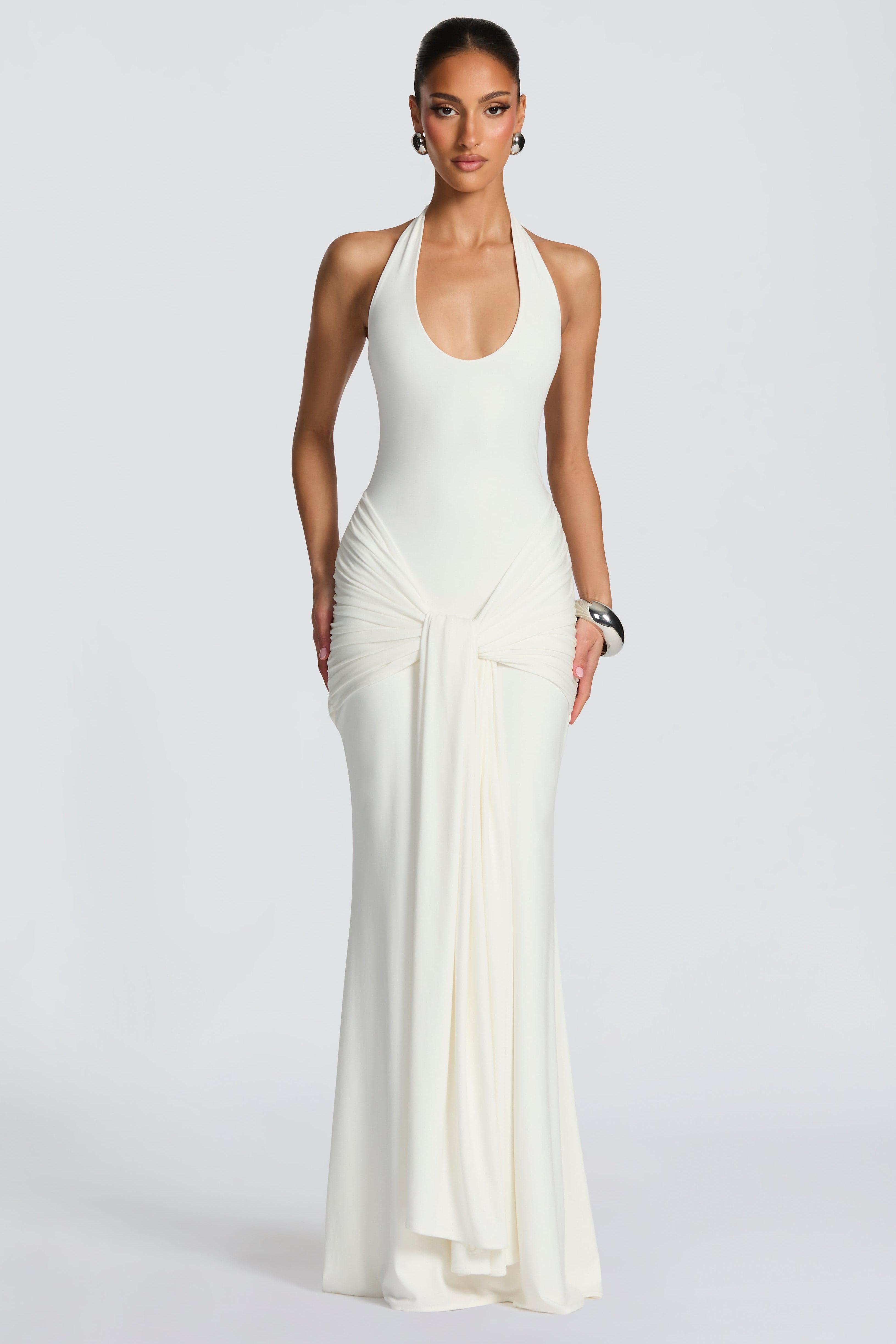 Jersey Halter Neck Tie-Up Maxi Dress