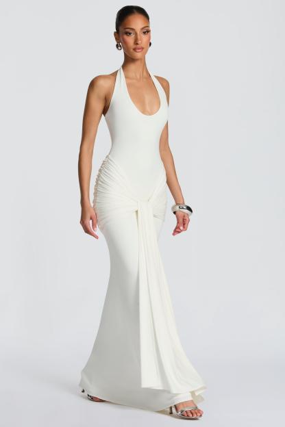 Jersey Halter Neck Tie-Up Maxi Dress