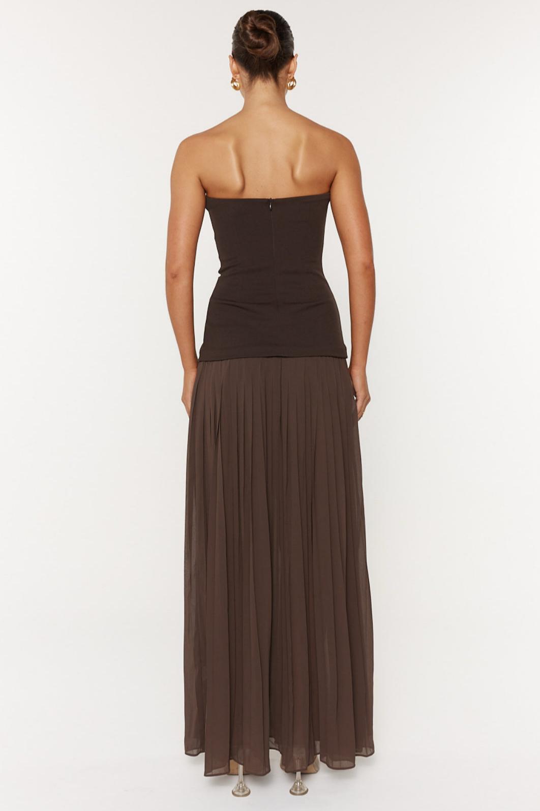 Jersey Splicing Chiffon Pleated Off-Shoulder Maxi Dress
