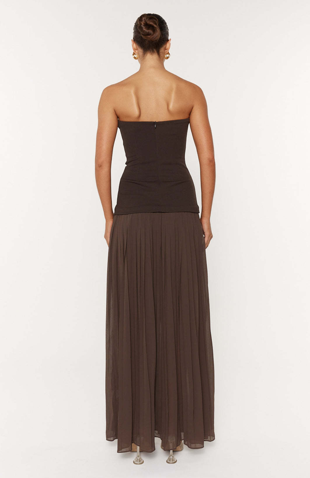 Jersey Splicing Chiffon Pleated Off-Shoulder Maxi Dress