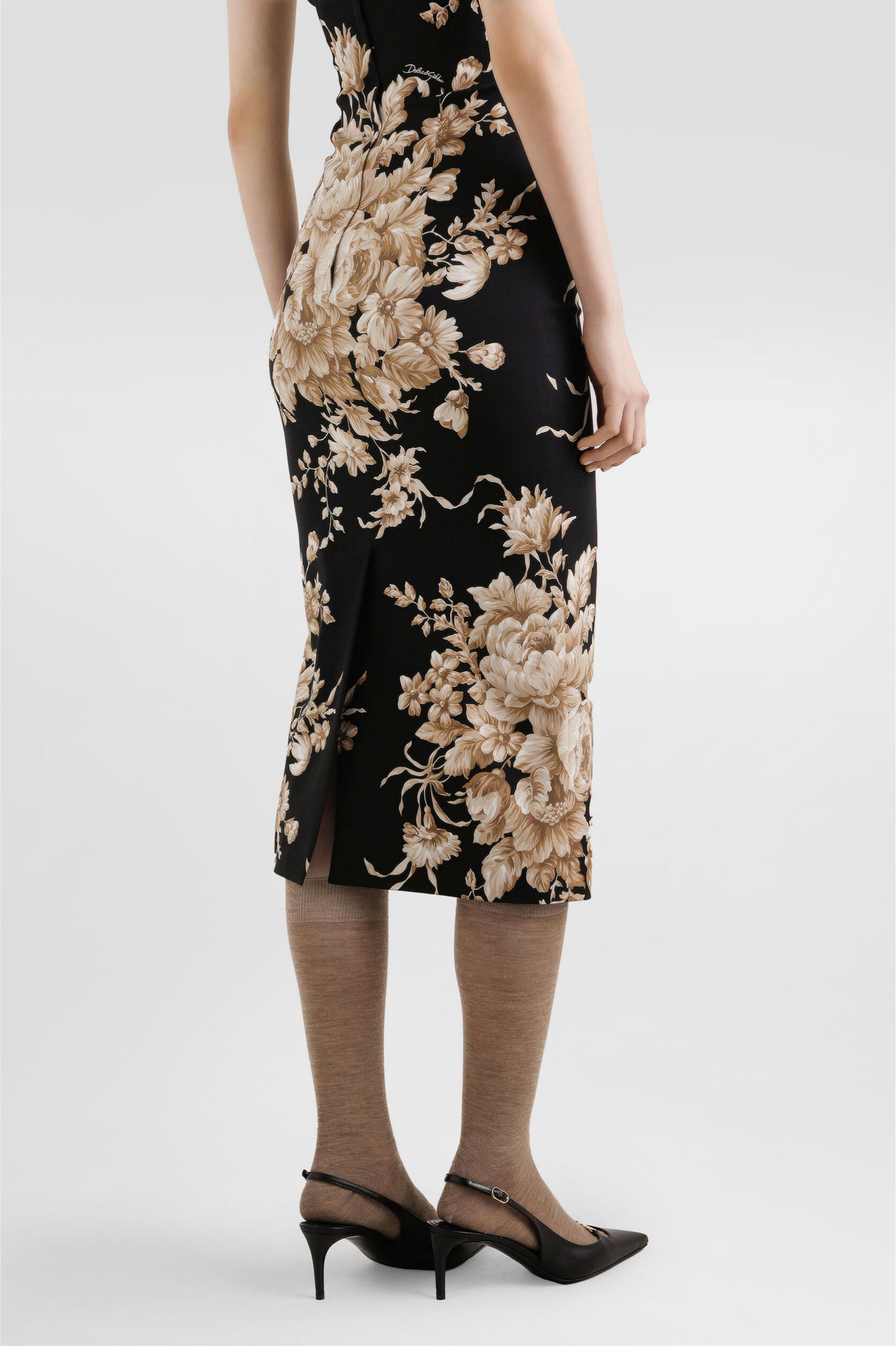 Floral Halter Neck Backless Midi Dress