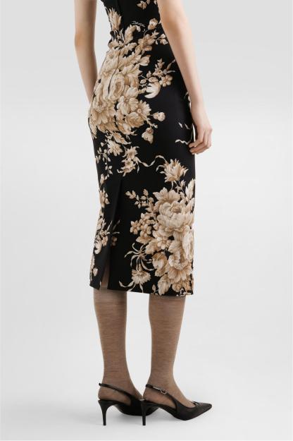 Floral Halter Neck Backless Midi Dress