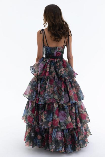 Floral Cut-Out Ruffle Mini Dress With Wrap Skirt Two Piece Set