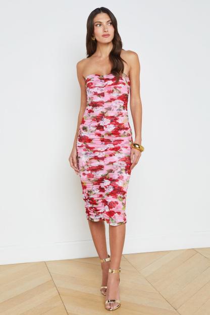 Mesh Floral Slip Midi Dress