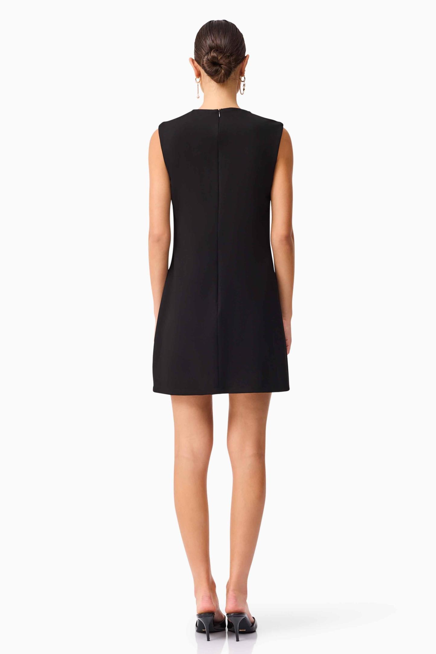 Contrast Color 3D Flower Round Neck Mini Dress