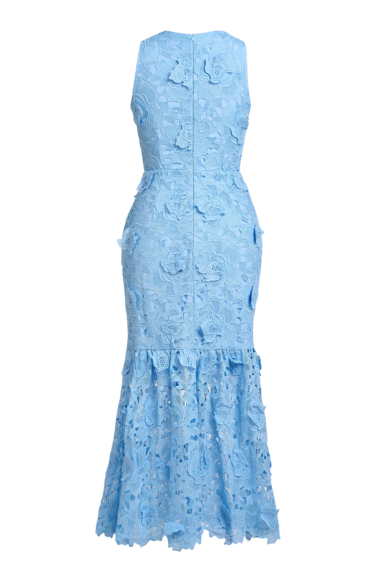 Lace Embroidered Sleeveless Midi Dress