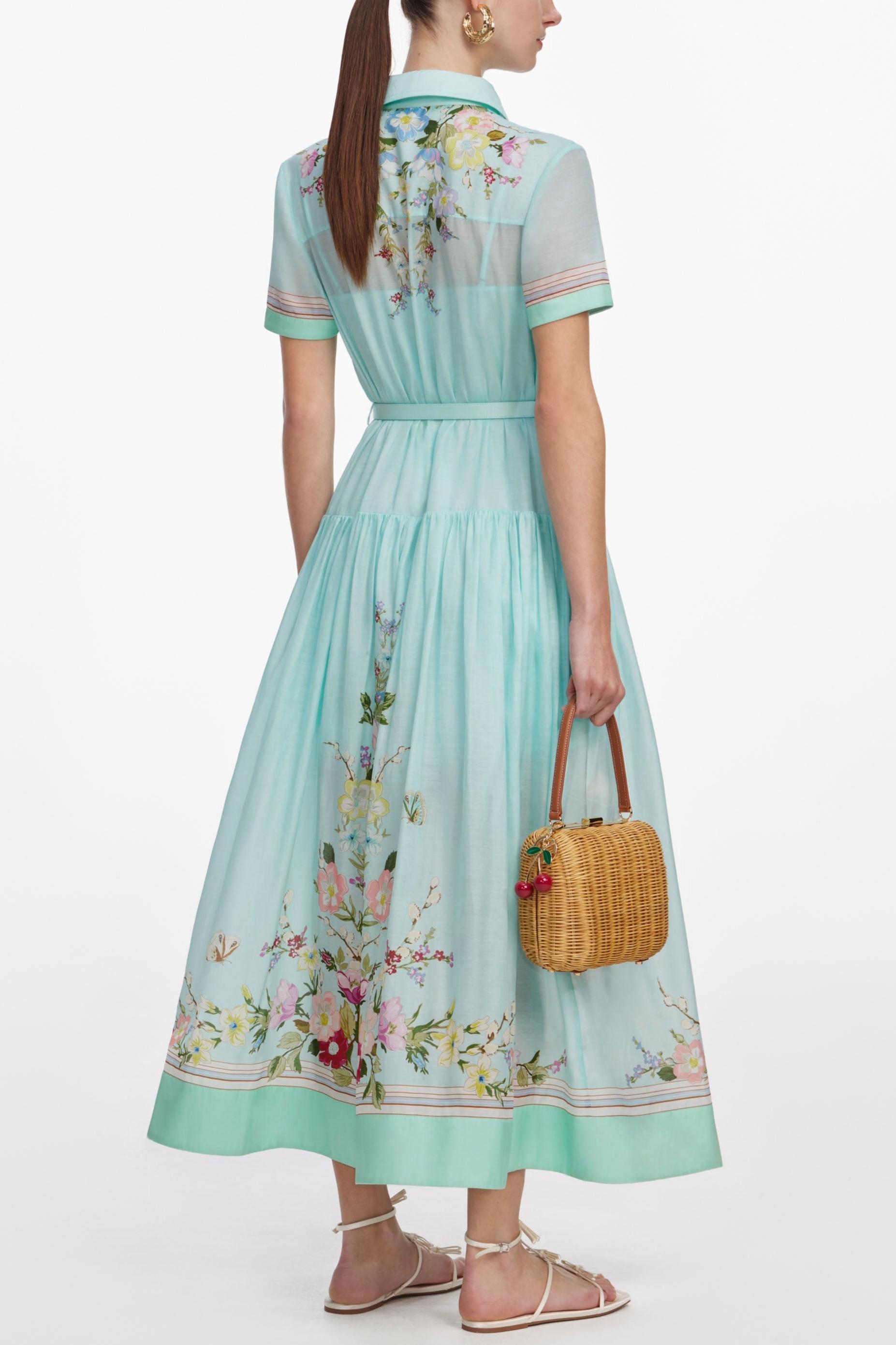 Floral Single Breasted Midi Dress With Belt