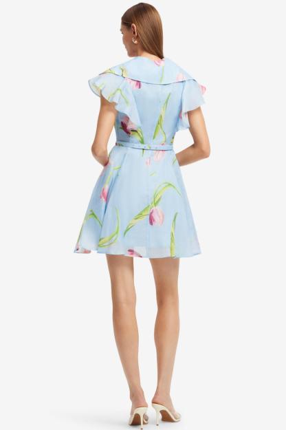 Floral Frill Mini Dress With Belt