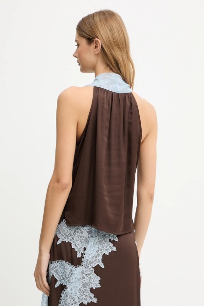 Satin Lace Top & High Waist Midi Skirt Set