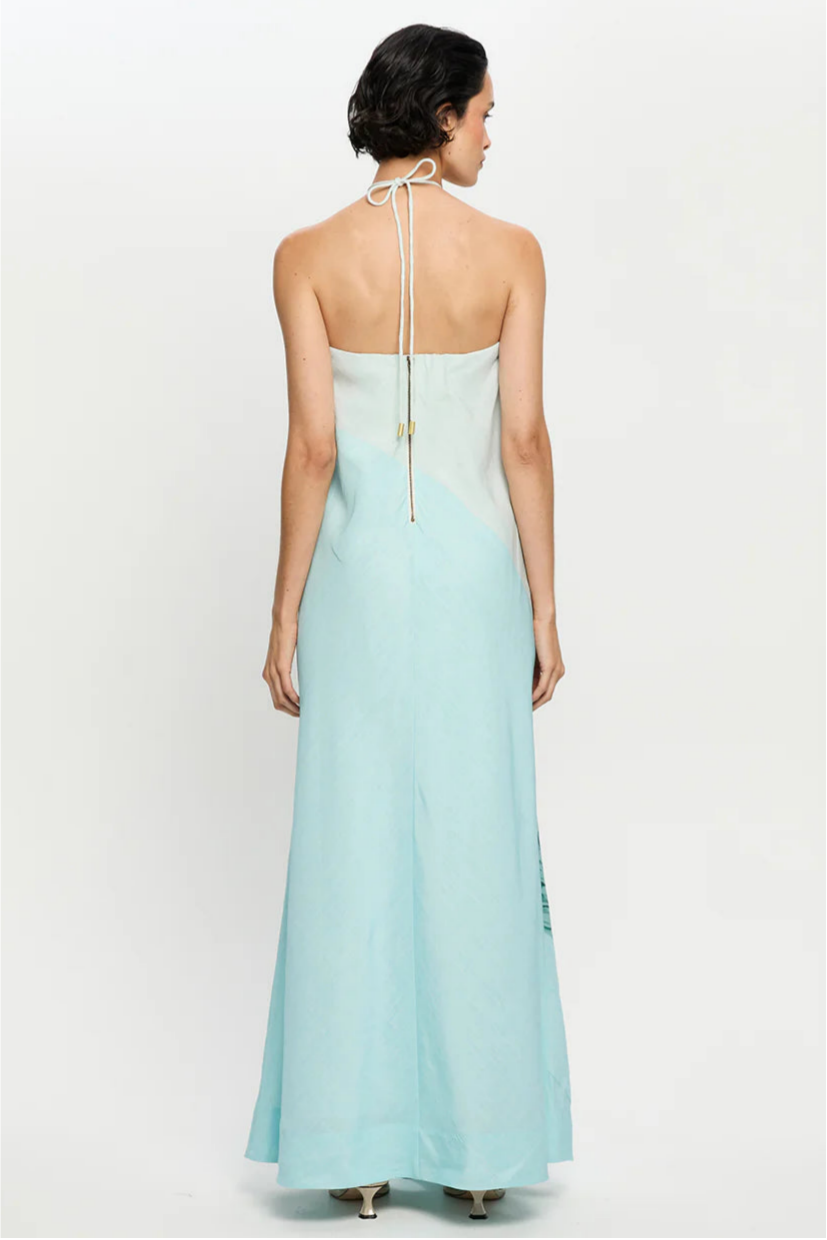 Floral Halter Neck Backless Maxi Dress