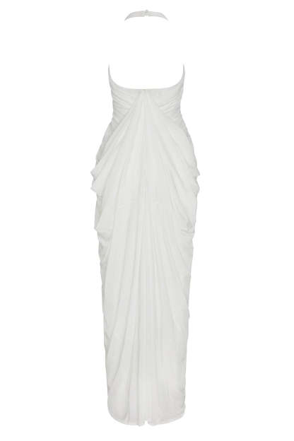 Gathering Halter Neck Backless Maxi Dress