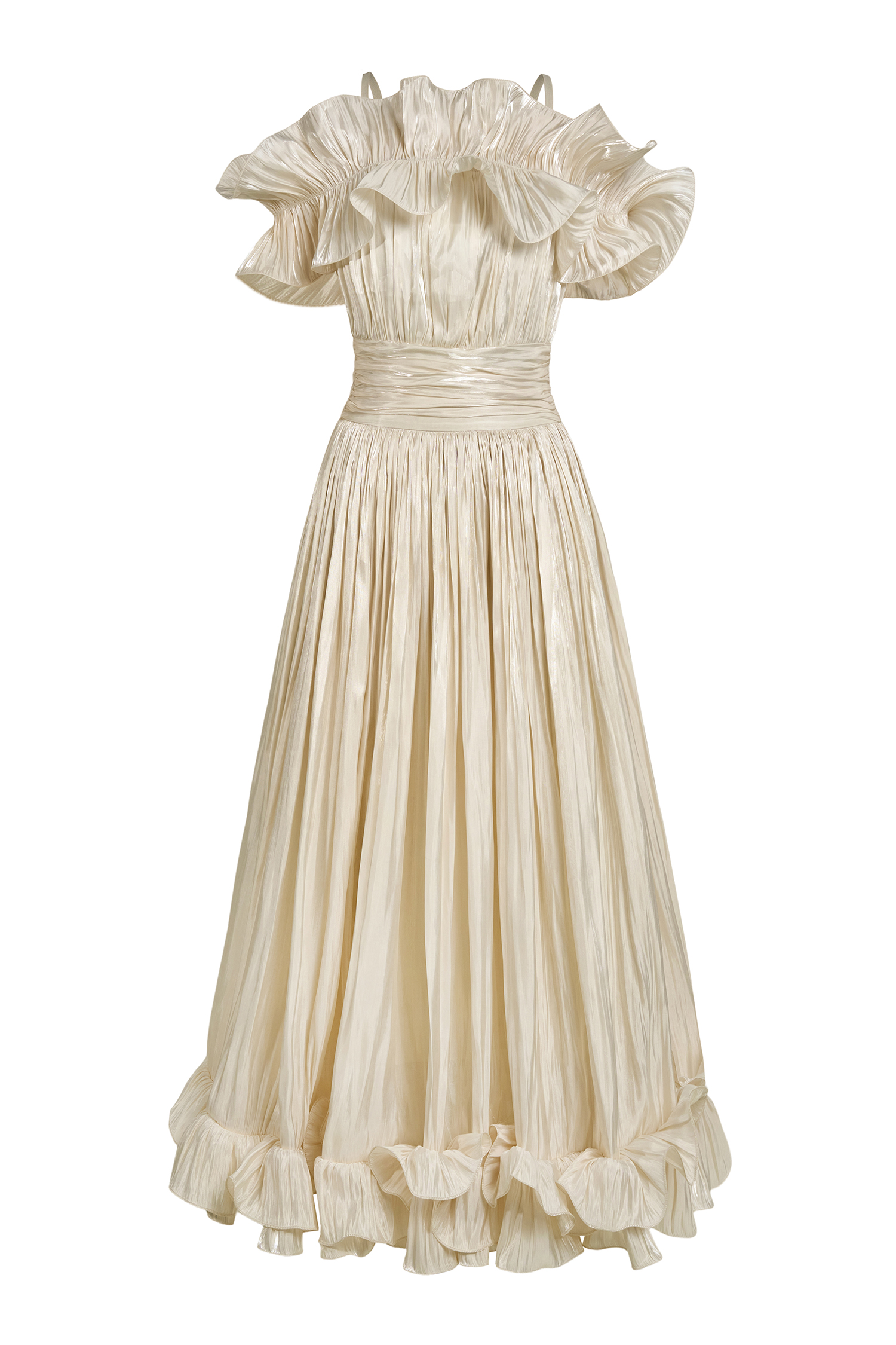 Ruffle Gathering Off Shoulder Midi Dress