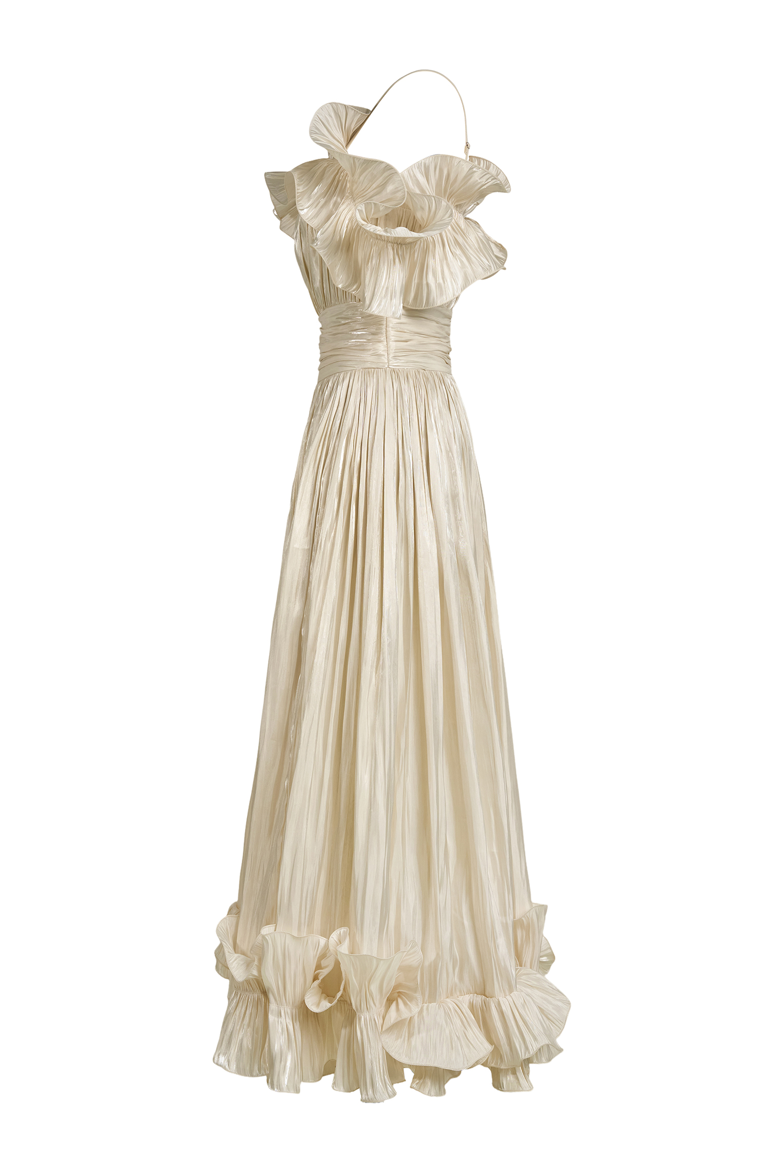 Ruffle Gathering Off Shoulder Midi Dress