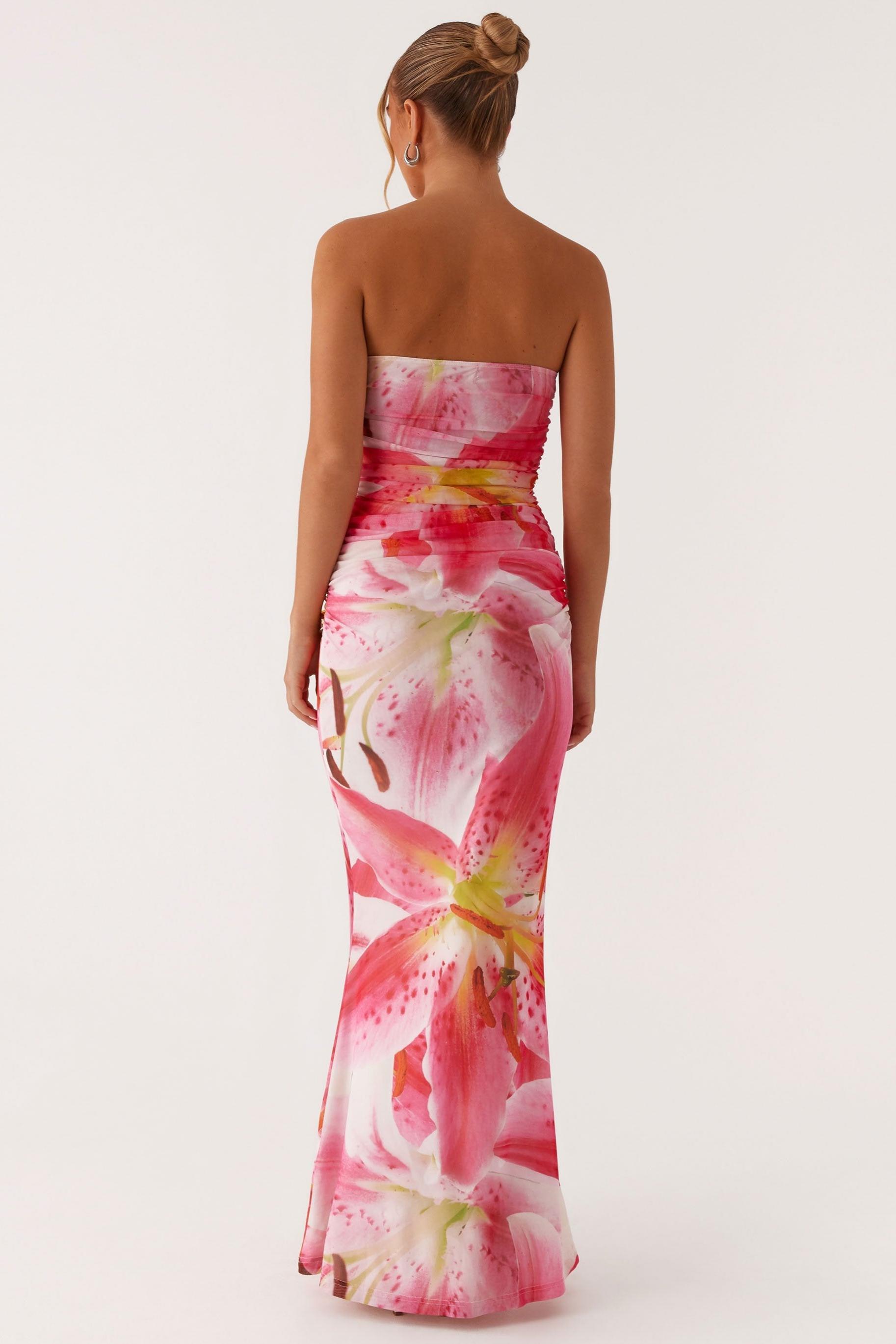 Floral Metal Decorations Gathering Midi Dress