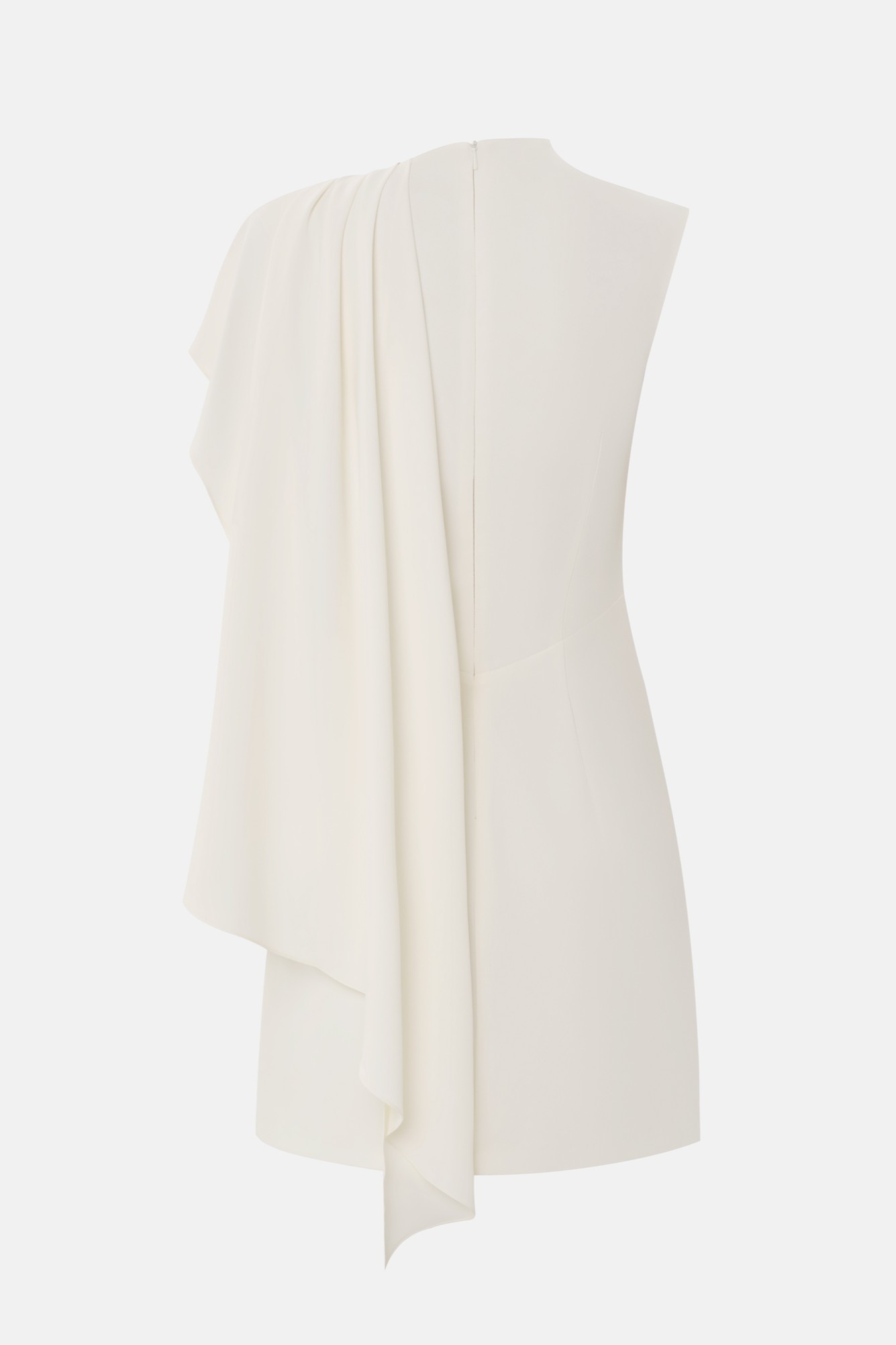 Satin Asymmetrical Cape Ruched Mini Dress