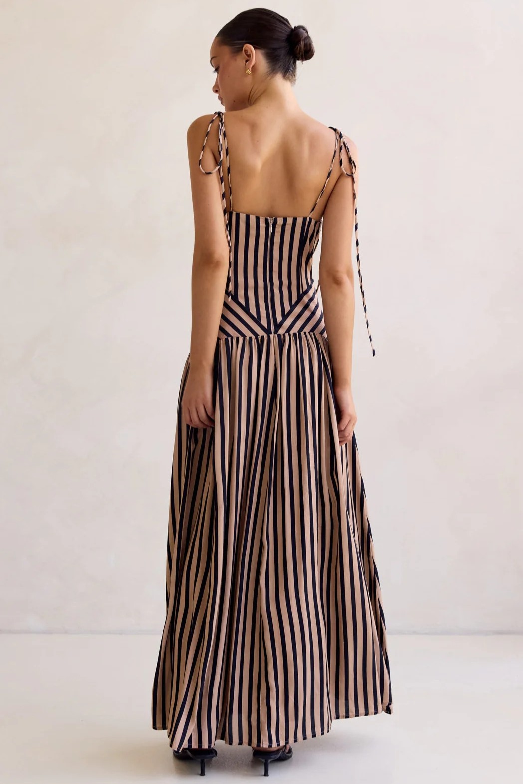 Stripe Lace-Up Midi Dress