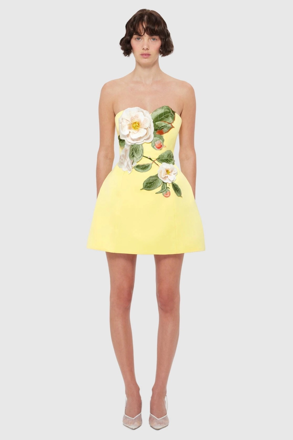 Appliquéd Strapless Mini Dress
