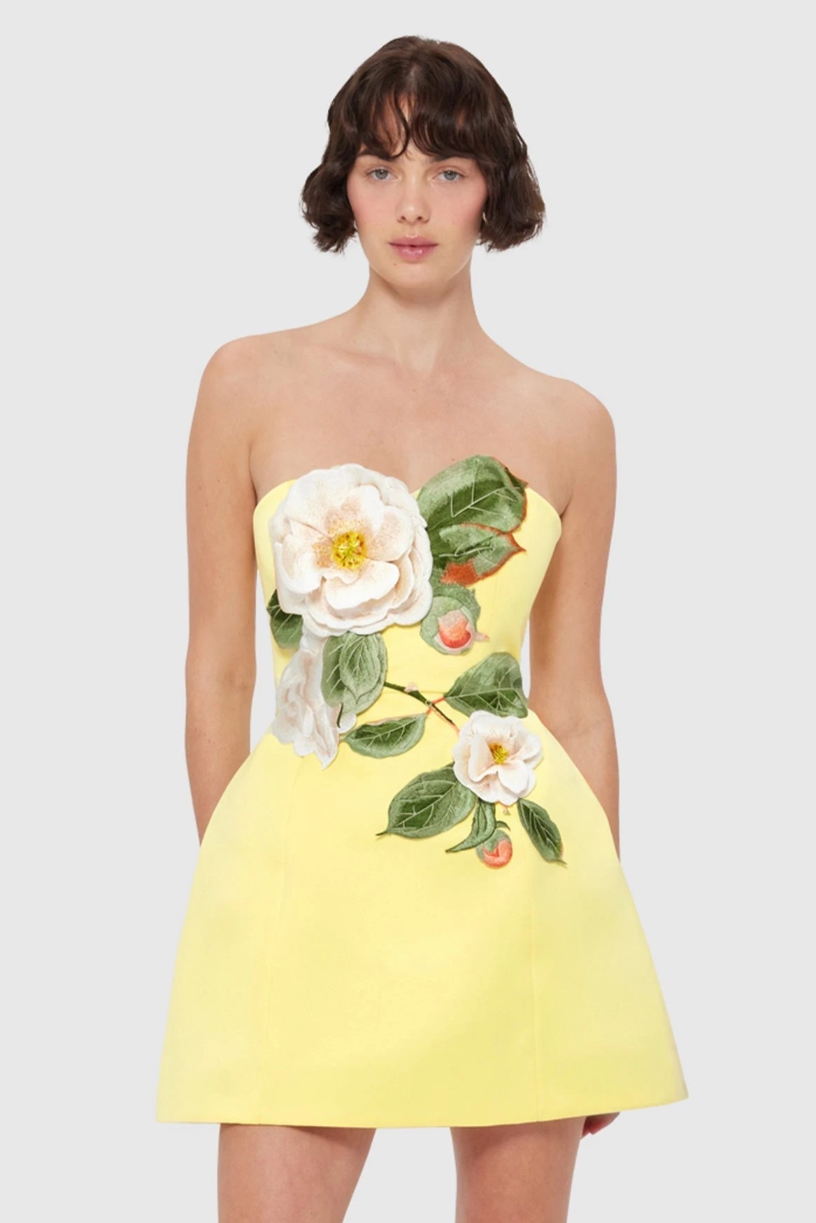 Appliquéd Strapless Mini Dress